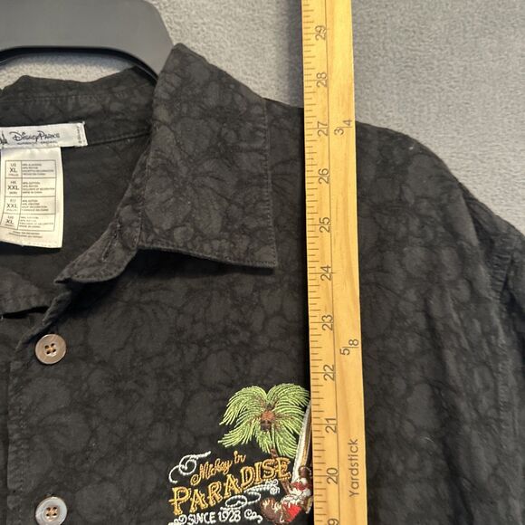 Disney Parks Mickey in Paradise Embroidered Camp Shirt Mens XL Black Disney Dad - Picture 6 of 8